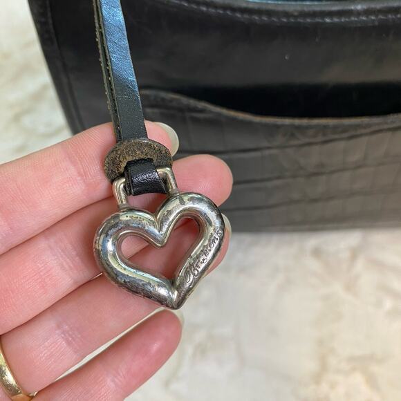 Brighton Black Crocodile Leather Handbag Medium Shoulder Bag Silver Hardware - Picture 4 of 16